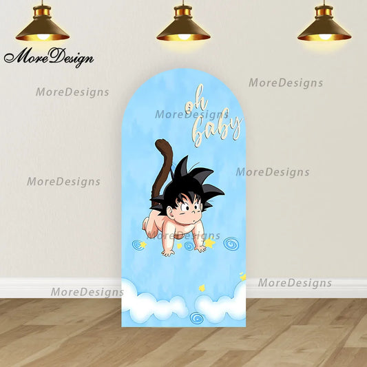 Oh Baby Goku Arch Backdrop – Blue Dragon Ball Baby Shower Decoration