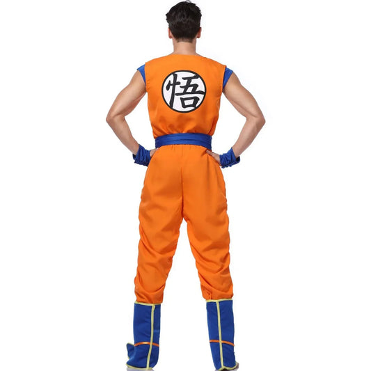 Adult Man Halloween Japanese Anime Son Goku Cosplay Costume – Superhero Role Play Orange Jumpsuit